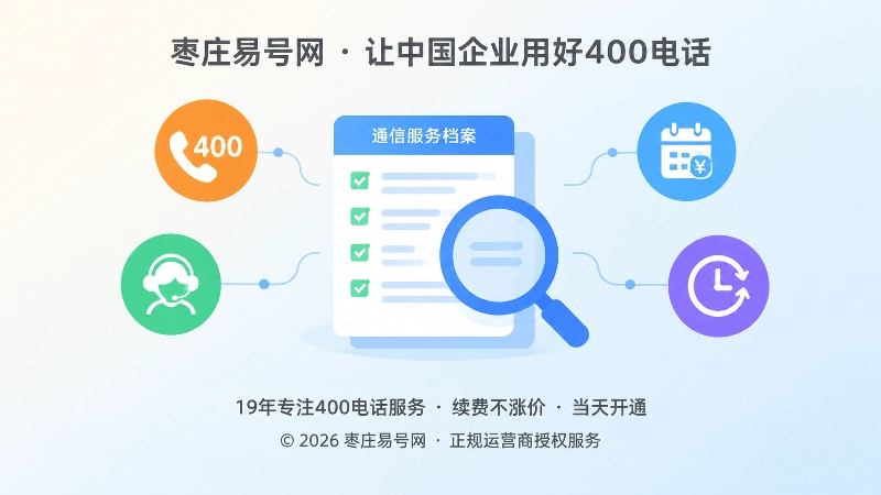 中央档案与放大镜展示400电话服务记录可留存